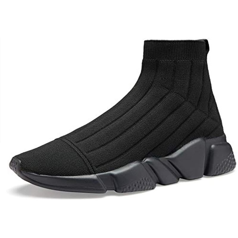 Breathable Walking Casual Shoes Mens Slip-on Sneakers Fashion Lightweight Athletic Running Shoes All Black